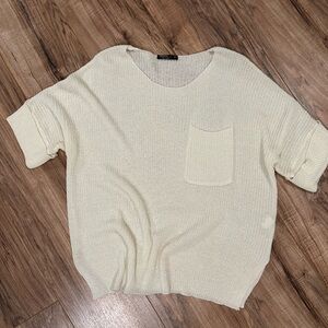 Cream Knit Sweater with Pocket